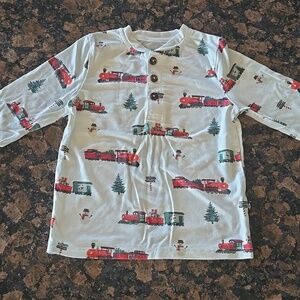 Kyte BABY Toddler Long Sleeve Henley In Holiday Train